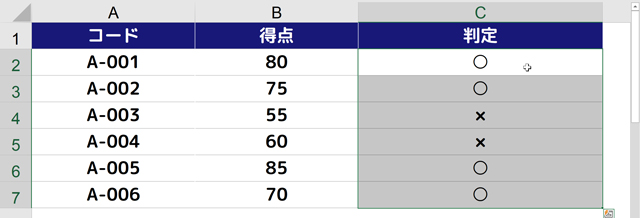 ［Ctrl］＋［Enter］でC7セルまで数式が入力される