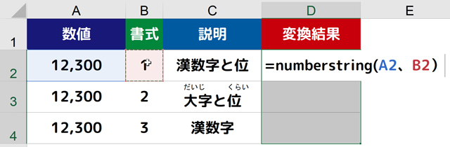 A2セルとB2セルをクリック