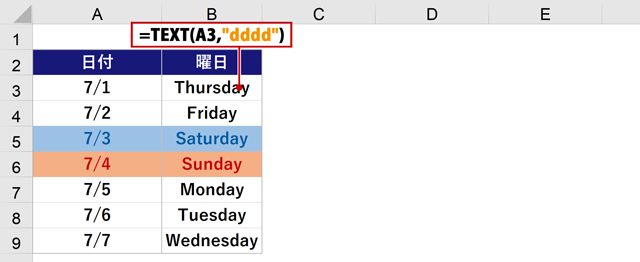 英語の 曜日 と 月 の省略表記 ユーザー定義やtext関数で表示する方法 まなびっと