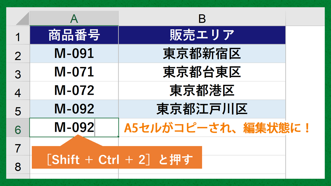 上のセルの 値のみ をコピーし 入力モードにする Shift Ctrl 2 まなびっと