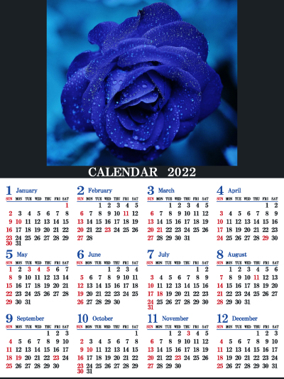 1年カレンダー（2022年･令和4年）写真入り［バラ］1（400px）