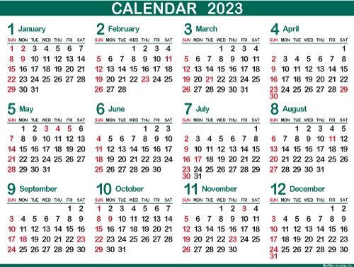 1年カレンダー（2023年･令和5年）鴨の羽色（500px）