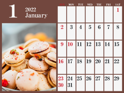 2022年1月写真入りカレンダー（マカロン）（400px）