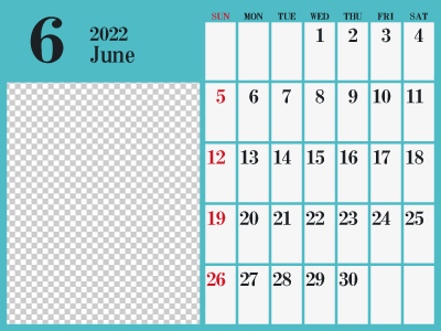 2022年6月シンプルカレンダー2（400px）