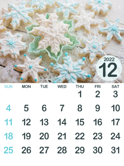 写真入りカレンダー2022年12月（雪花クッキー）（400px）