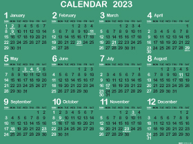 1年カレンダー（2023年･令和5年）B翡翠色（280px）