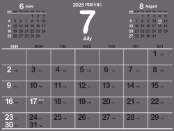 2023年7月シンプルカレンダー4｜B鋼色（250px）