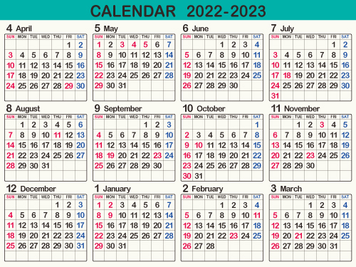 年間カレンダー 暦 22年 令和4年 オリジナル 枠あり 横向き 無料 まなびっと