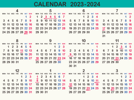 年間カレンダー 暦 23年 令和5年 シンプル 枠なし 縦向き 無料 まなびっと