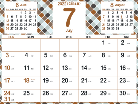 2022年7月大人かわいいカレンダー｜シック450px