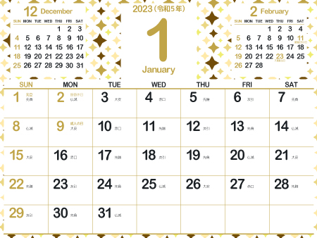 2023年1月大人かわいいカレンダー｜エレガントG450px