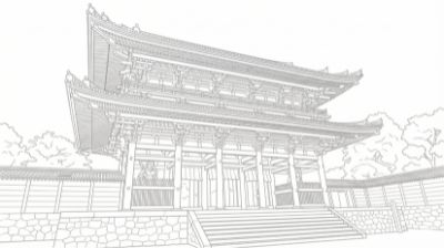 無料・塗り絵】世界遺産・仁和寺 ～遅咲きの「御室桜」と皇室ゆかりの